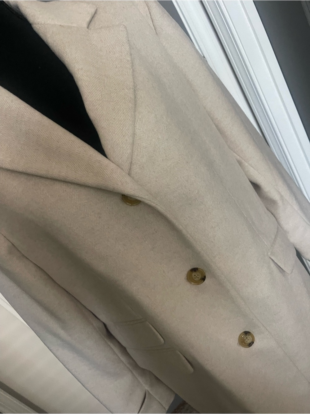 Ralph Lauren Size 12 Cream Single-Breasted Wool Pea Coat Gently Worn - Picture 3 of 9